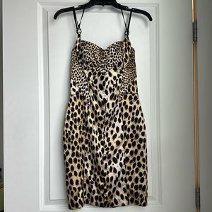 Just Cavalli Roberto Cavalli Leopard Cheetah Print Silk Bustier Dress - Size 40